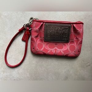 EUC Pink and Silver Coach Poppy Wristlet